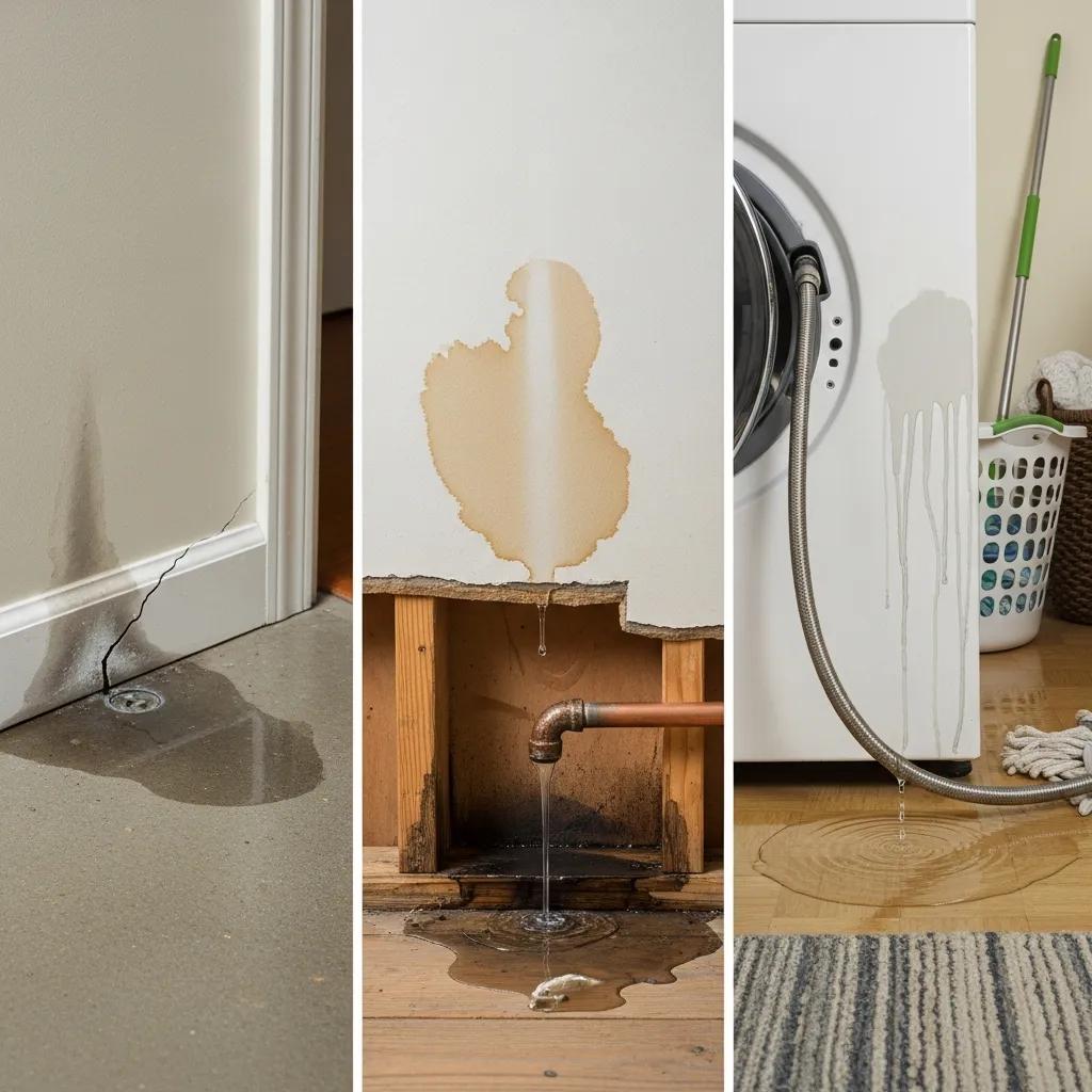 Diagram showing slab, behind-wall, appliance, main line, and sewer leaks common to Rochester Hills homes