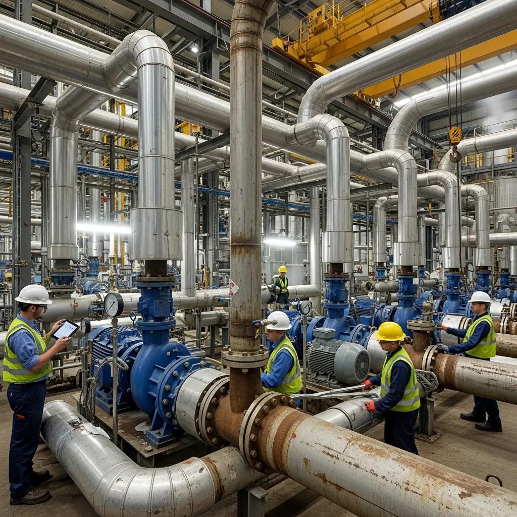 Industrial plumbing maintenance being performed at a Dearborn manufacturing facility