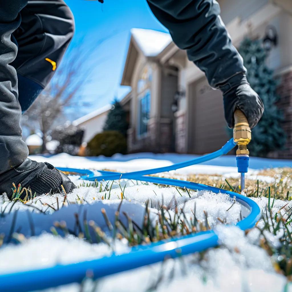 Homeowner winterizing an outdoor faucet
