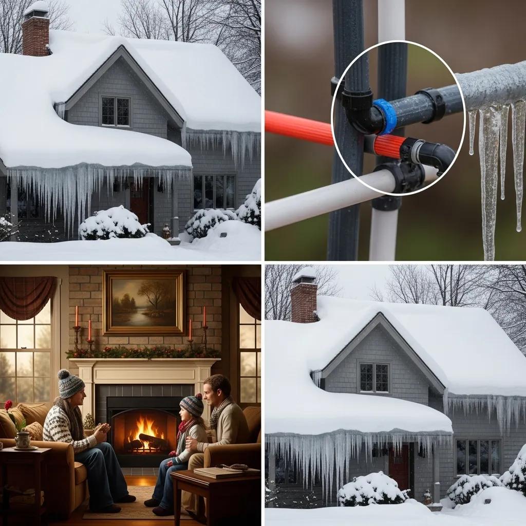 Warm winter home scene emphasizing frozen pipe prevention in Michigan