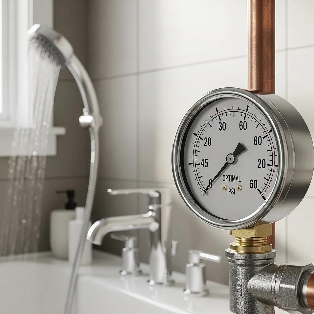 Close-up of a pressure gauge showing proper home water pressure