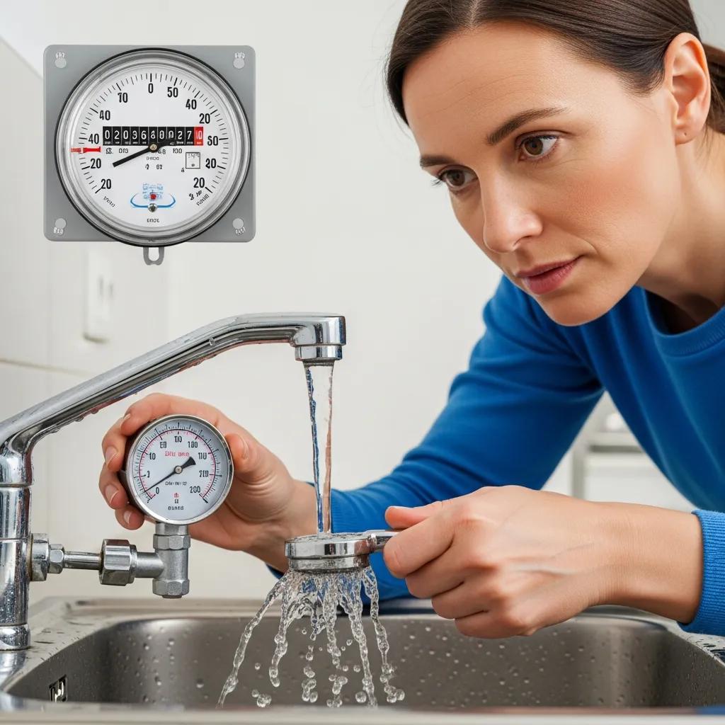 Homeowner checking water pressure at a sink to diagnose low flow