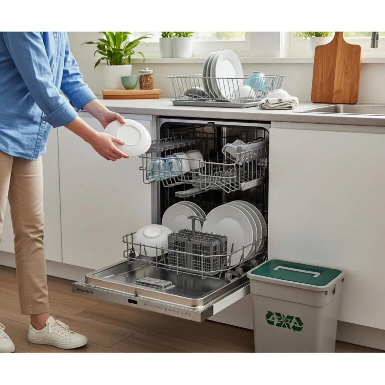 Modern kitchen with ENERGY STAR dishwasher showcasing water-efficient dishwashing