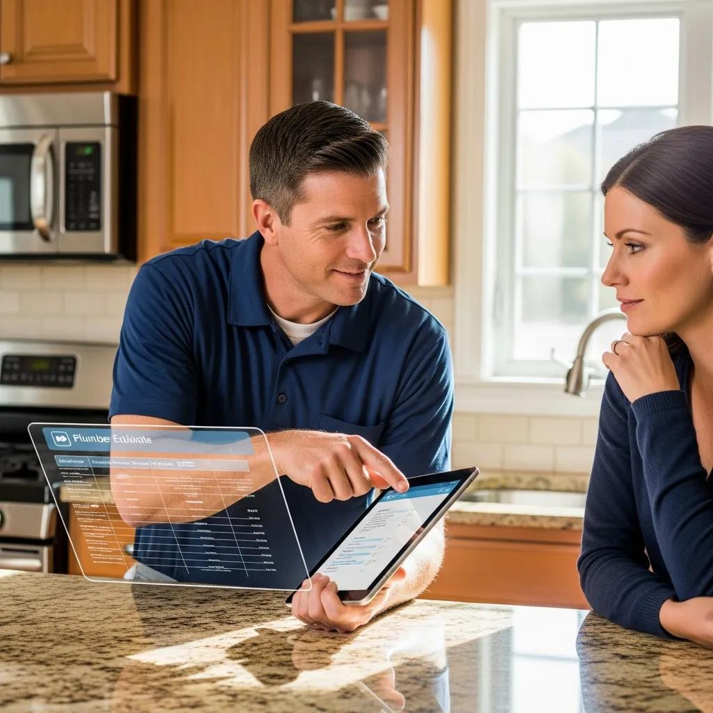 Technician reviewing a clear, itemized estimate with a homeowner — trust through transparency