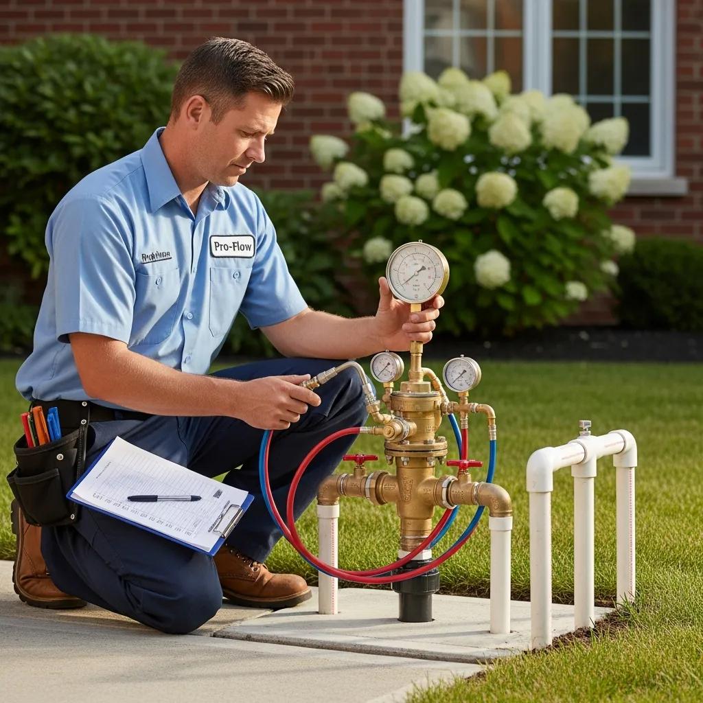 Technician testing a backflow preventer — protecting drinking water and meeting local codes