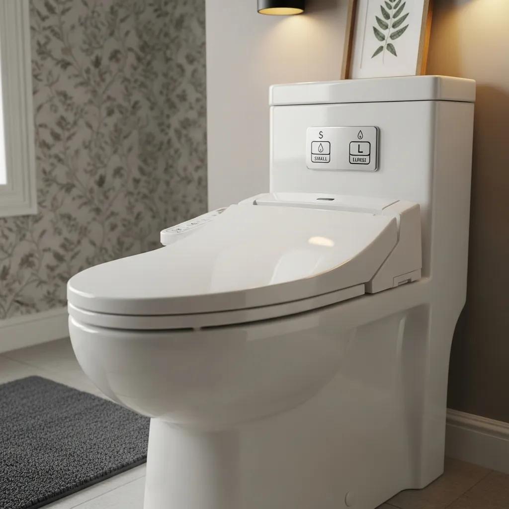 Close-up showing features like comfort height, elongated bowl, and dual-flush controls